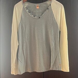 Lucy Gray and Cream Long Sleeve Top